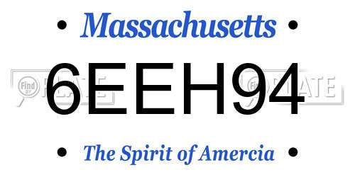 6EEH94 Massachusetts License Plate
