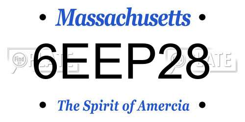 6EEP28 Massachusetts License Plate