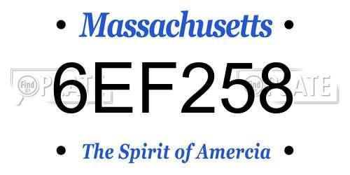 6EF258 Massachusetts License Plate