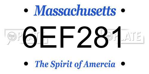 6EF281 Massachusetts License Plate