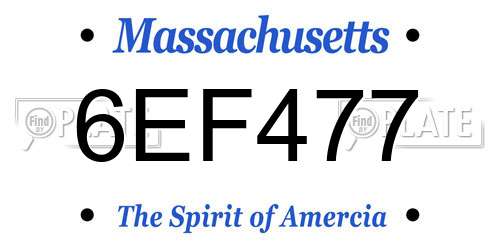 6EF477 Massachusetts License Plate