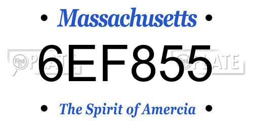 6EF855 Massachusetts License Plate