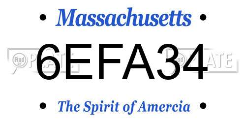 6EFA34 Massachusetts License Plate
