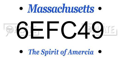 6EFC49 Massachusetts License Plate
