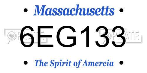 6EG133 Massachusetts License Plate