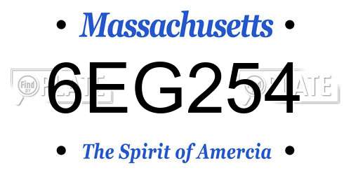 6EG254 Massachusetts License Plate