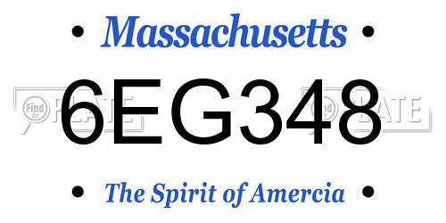 6EG348 Massachusetts License Plate
