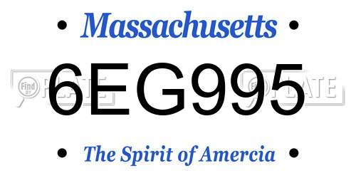 6EG995 Massachusetts License Plate