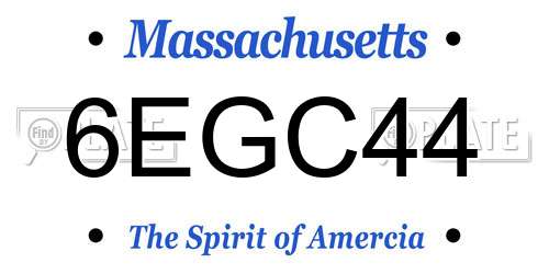 6EGC44 Massachusetts License Plate
