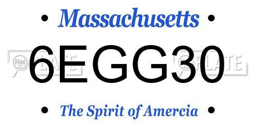 6EGG30 Massachusetts License Plate