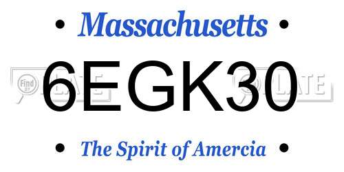 6EGK30 Massachusetts License Plate