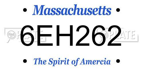 6EH262 Massachusetts License Plate