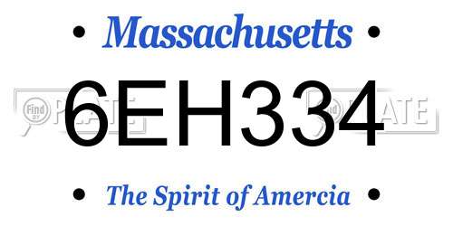 6EH334 Massachusetts License Plate
