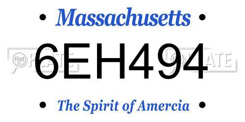 6EH494 Massachusetts License Plate