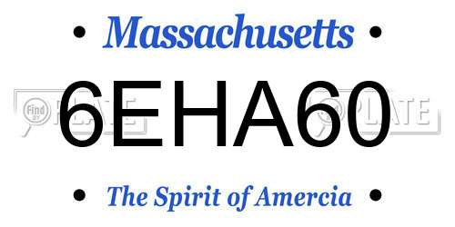 6EHA60 Massachusetts License Plate