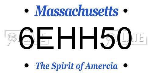 6EHH50 Massachusetts License Plate