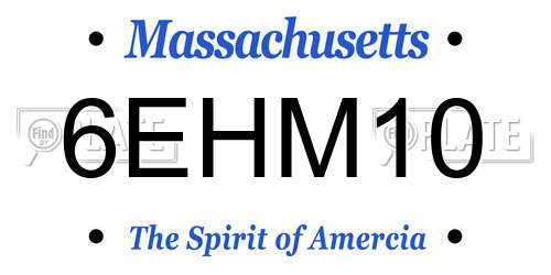 6EHM10 Massachusetts License Plate