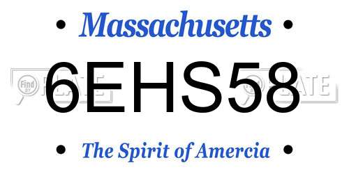 6EHS58 Massachusetts License Plate
