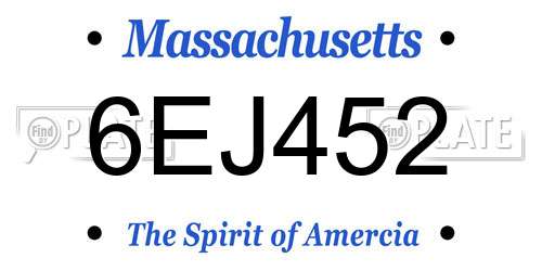 6EJ452 Massachusetts License Plate