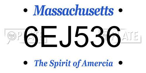 6EJ536 Massachusetts License Plate