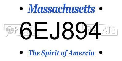 6EJ894 Massachusetts License Plate