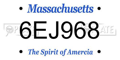 6EJ968 Massachusetts License Plate