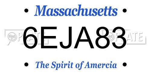 6EJA83 Massachusetts License Plate