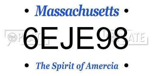 6EJE98 Massachusetts License Plate