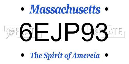 6EJP93 Massachusetts License Plate