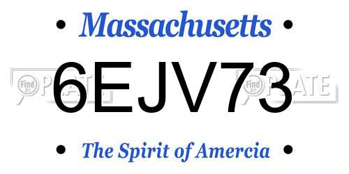 6EJV73 Massachusetts License Plate