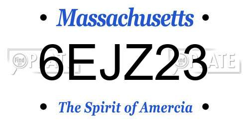6EJZ23 Massachusetts License Plate