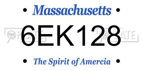 6EK128 Massachusetts License Plate