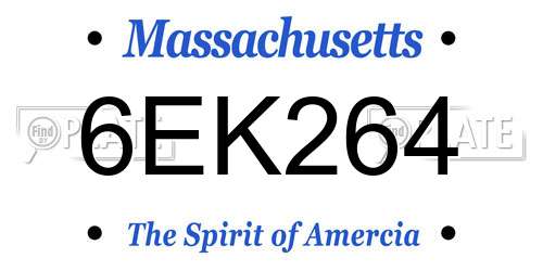6EK264 Massachusetts License Plate