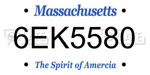 6EK5580 Massachusetts License Plate