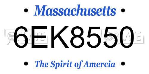 6EK8550 Massachusetts License Plate