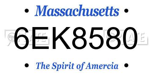 6EK8580 Massachusetts License Plate