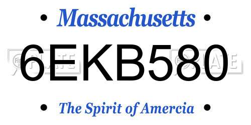 6EKB580 Massachusetts License Plate