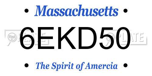 6EKD50 Massachusetts License Plate