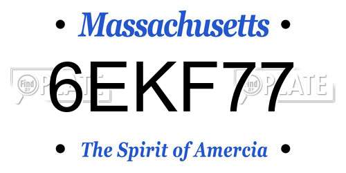 6EKF77 Massachusetts License Plate