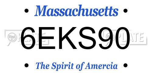 6EKS90 Massachusetts License Plate
