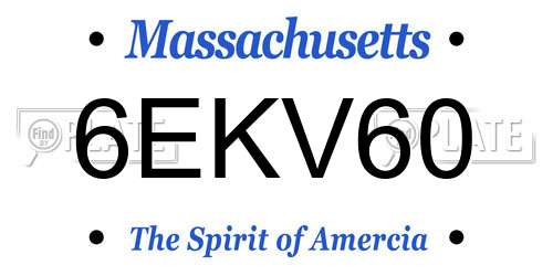 6EKV60 Massachusetts License Plate