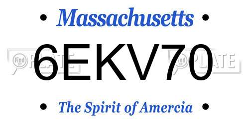 6EKV70 Massachusetts License Plate