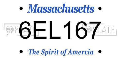 6EL167 Massachusetts License Plate