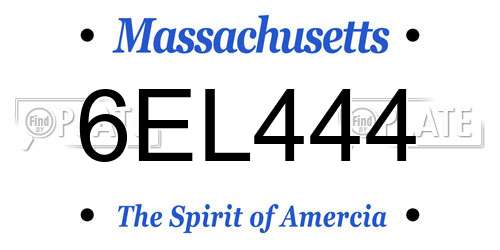 6EL444 Massachusetts License Plate