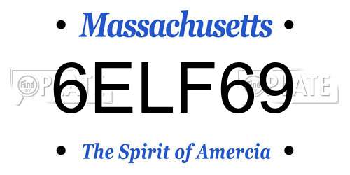 6ELF69 Massachusetts License Plate