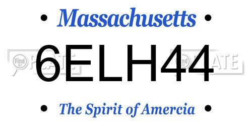 6ELH44 Massachusetts License Plate
