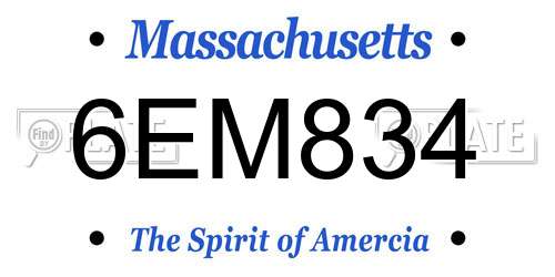6EM834 Massachusetts License Plate