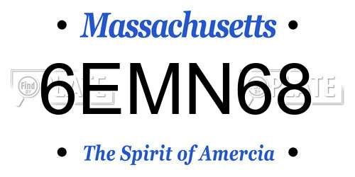 6EMN68 Massachusetts License Plate