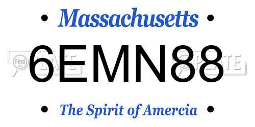 6EMN88 Massachusetts License Plate