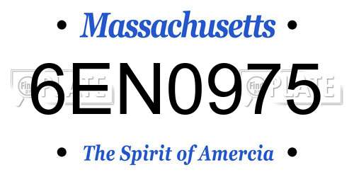 6EN0975 Massachusetts License Plate